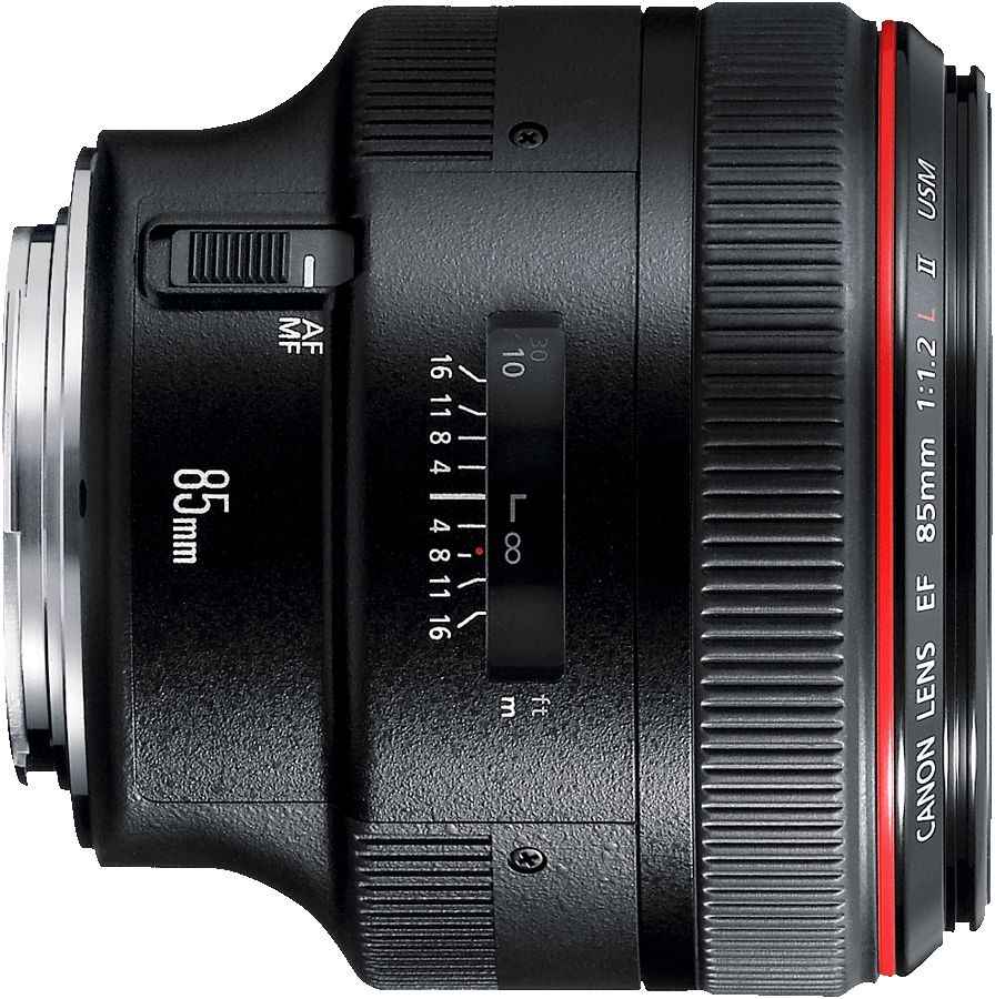 Canon's fastest 85mm lens. For use in extreme low light or when razor thin depth of field is needed.