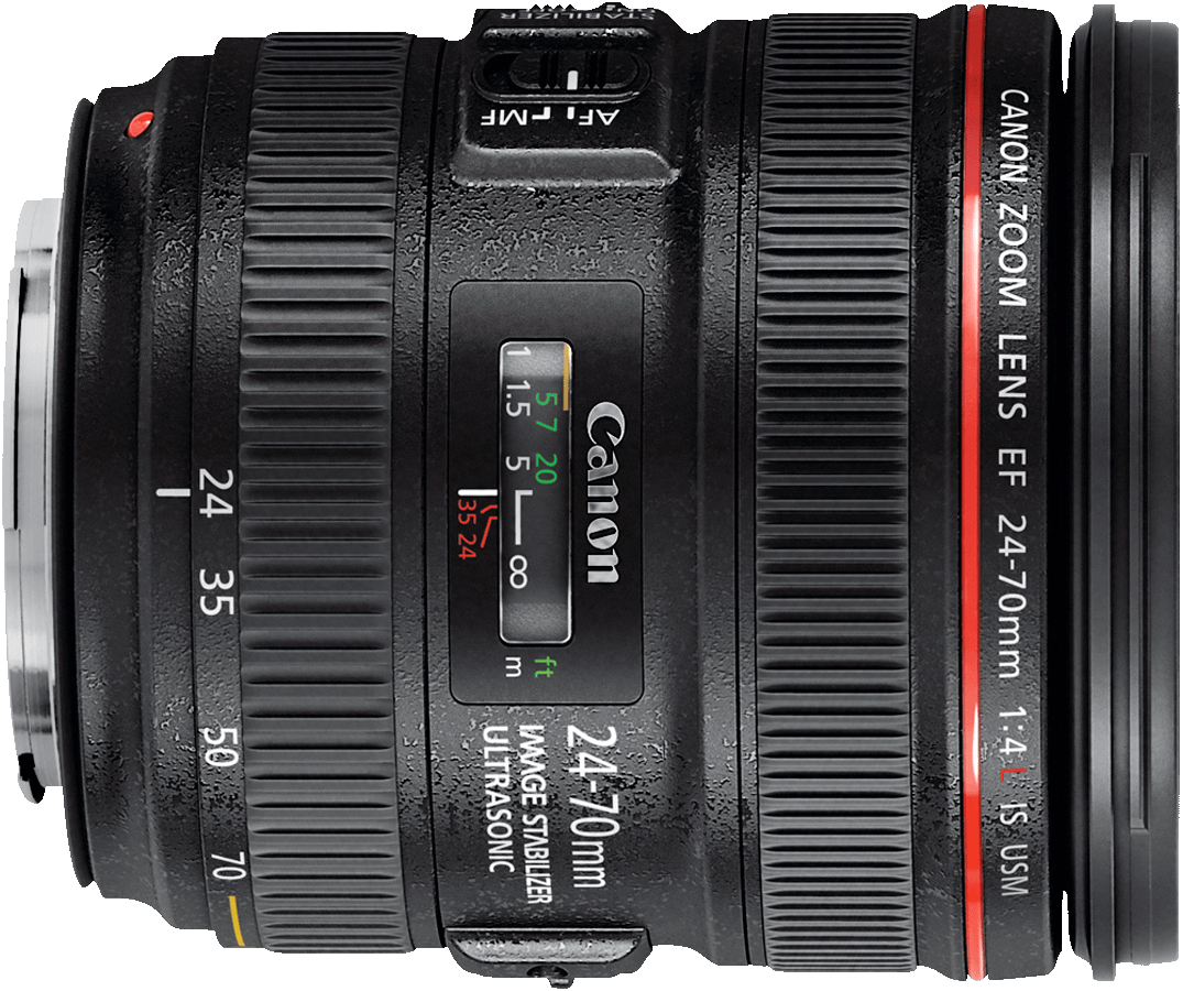 A smaller and lighter alternative to the 24-70mm f/2.8 lens, the f/4L version adds an image stabilzer and macro mode.