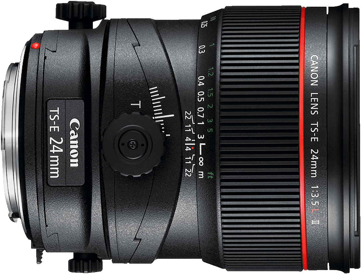 The second version of Canon's 24mm tilt-shift lens. This lens is manual focus only.