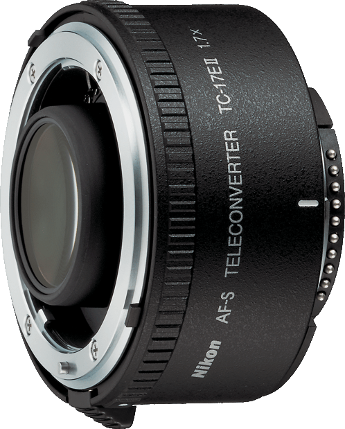 This extender adds 1.7x to the focal length for a 1.5 stop loss of light.