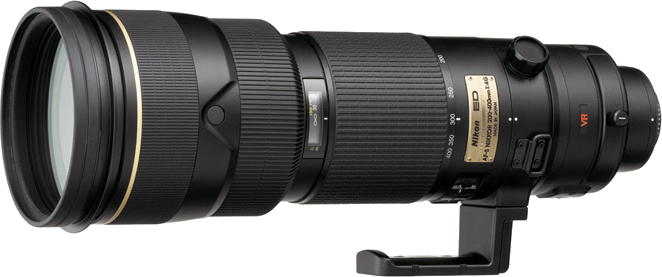 A large supertelephoto zoom with constant f/4. This is the first version of Nikon's 200-400mm.